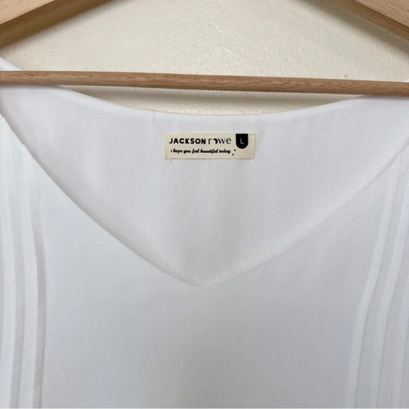 Jackson Rowe Womens Large Puff Sleeve Fluttershy Vneck Blouse - Picture 9 of 16